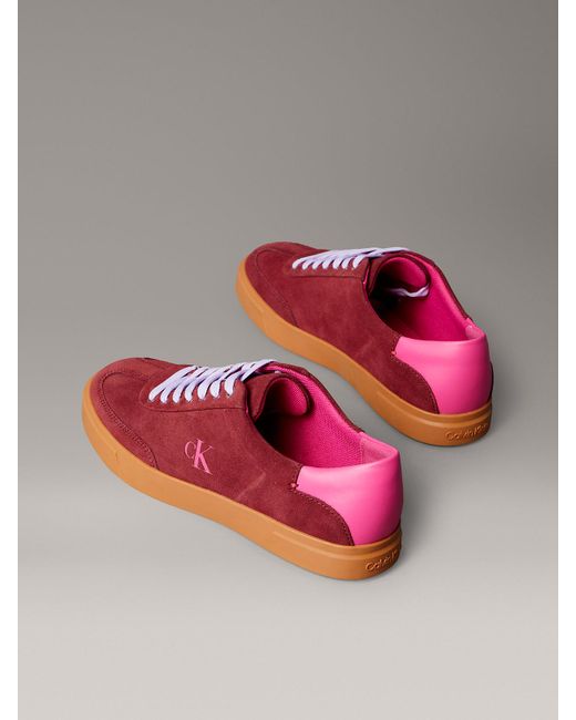 Baskets En Daim Avec Logo Signature Calvin Klein en coloris Red