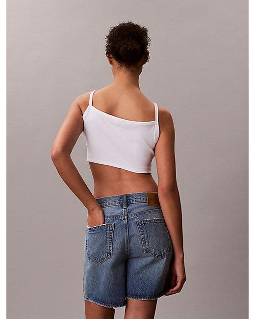 Calvin Klein Blue Jeans Cropped Ribbed Cotton Cami Top