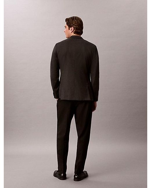 Calvin Klein Black Wool Blend Tapered Trousers for men