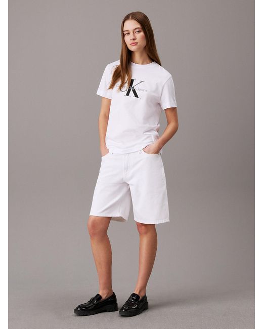 Short en jean droit 90's Calvin Klein en coloris White