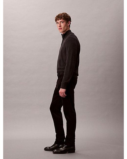 Calvin Klein Black Slim Moleskin Trousers for men