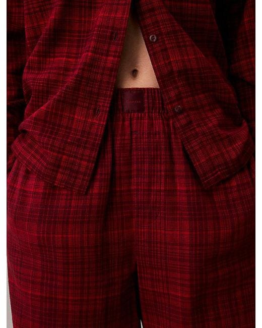 Calvin Klein Flanellen Pyjamabroek in het Red