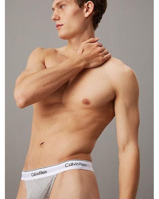 Calvin Klein 3-pack Strings - Modern Cotton in het Gray voor heren