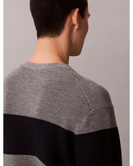 Calvin Klein Multicolor Jeans Bold Stripe Crewneck Jumper for men