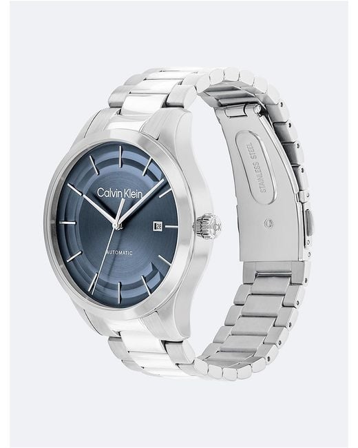 Calvin Klein Blue Automatic H-Link Bracelet Watch for men
