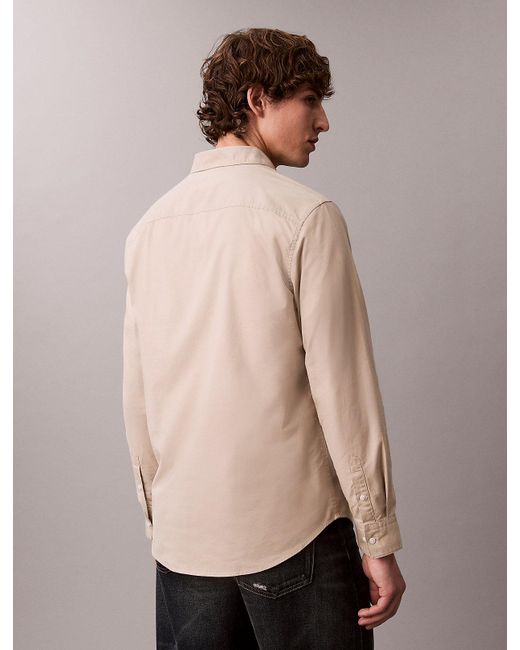 Calvin Klein Natural Solid Classic Oxford Button-Down Shirt for men