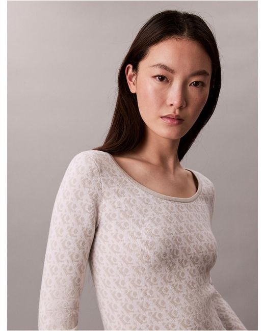 Calvin Klein Pink Calvin Klein Tech Knit Allover Monogram Sweater