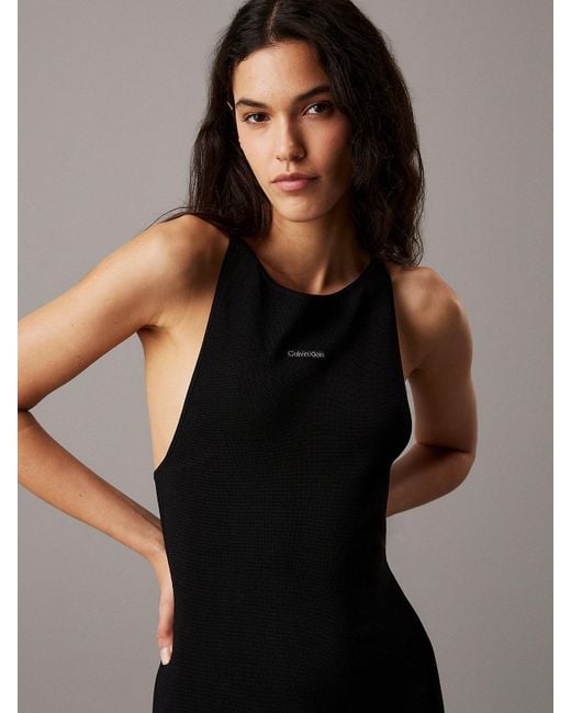 Calvin Klein Black Slim Knit Racerback Maxi Dress