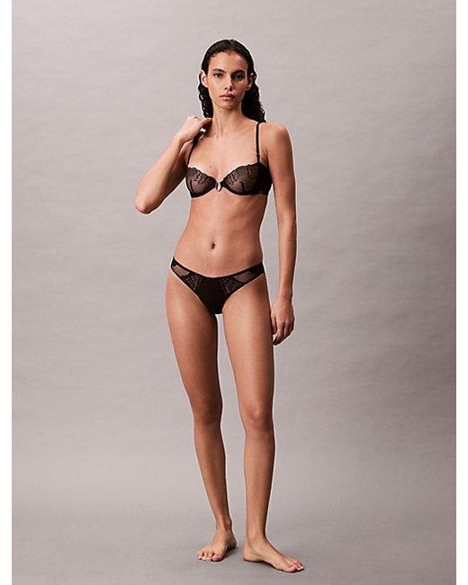 Calvin Klein Black Bikini Briefs Ck Geo Lace