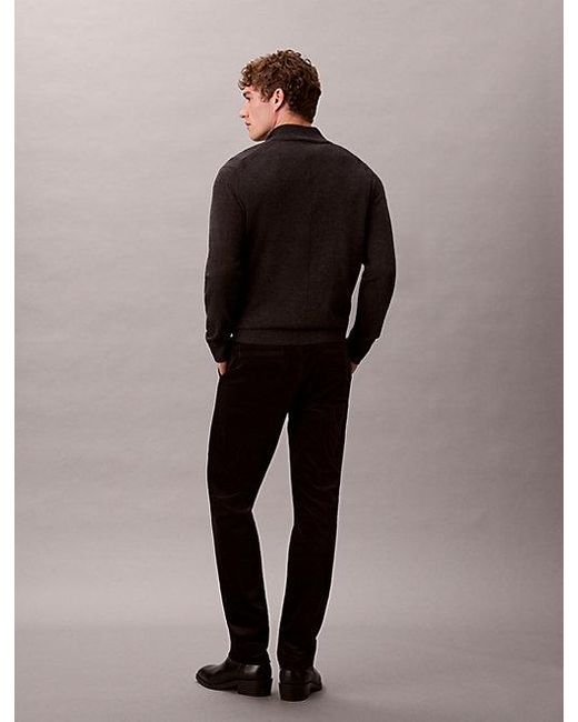 Calvin Klein Black Slim Moleskin Trousers for men