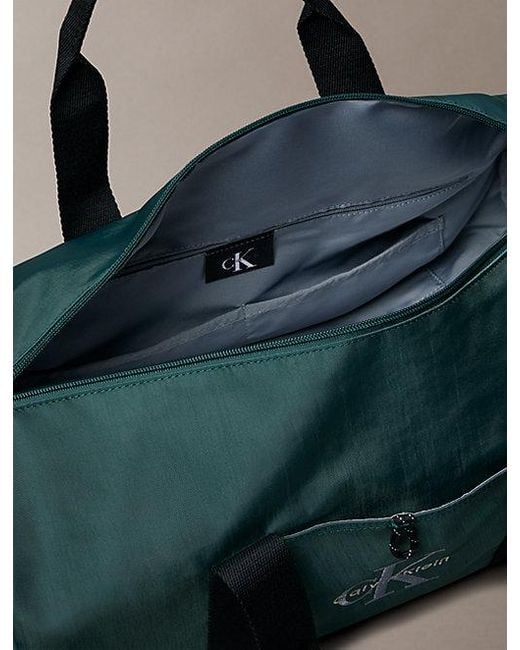 Calvin Klein Green Bold Logo Nylon Duffle Bag for men