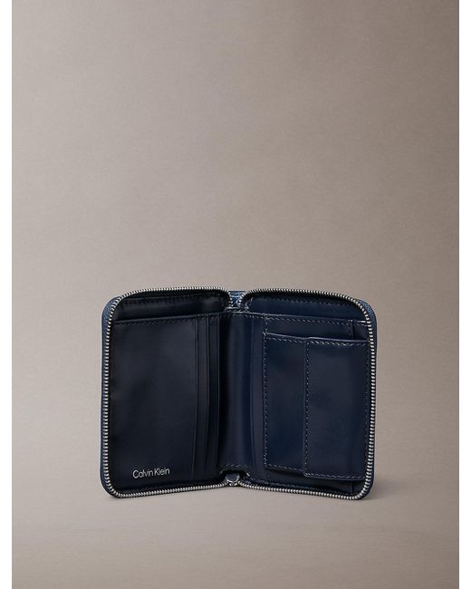 Calvin Klein Blue Rfid Square Zip-Around Logo Wallet