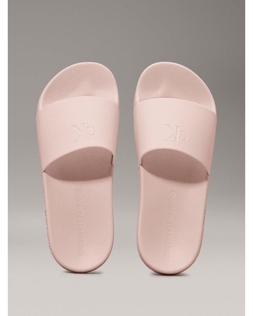Calvin Klein Pink Logo Sliders
