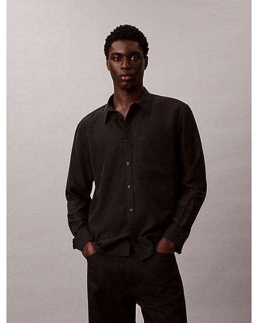 Calvin Klein Black Soft Modal Relaxed Shirt for men