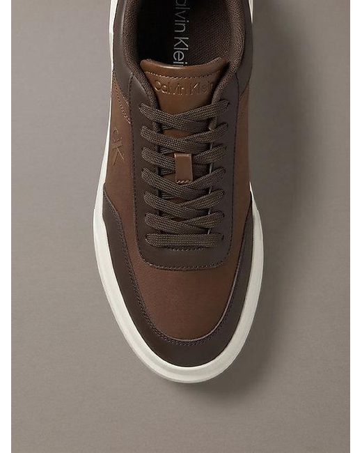 Calvin Klein Brown Leather Durable Traction Chunky Trainers for men