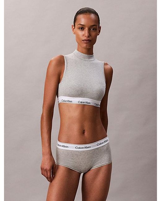 Calvin Klein Gray Lightly Lined Mockneck Bralette Icon Cotton Modal