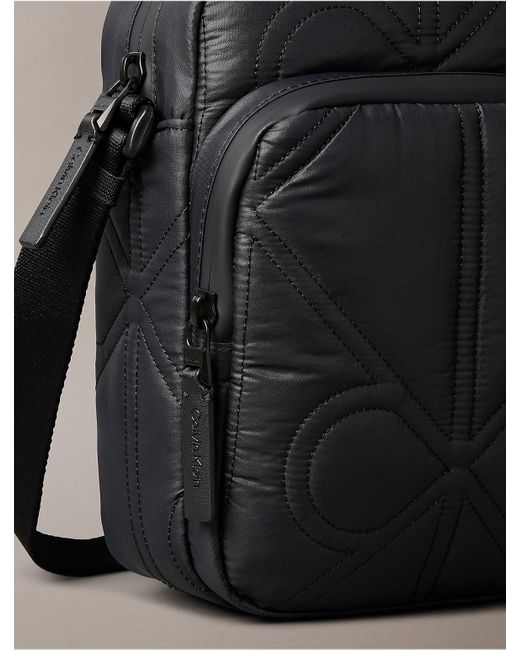 Calvin Klein Gray Puffer Monogram Logo Reporter Bag for men