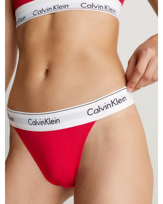 Calvin Klein Red Bralette And Thong Set - Modern Cotton