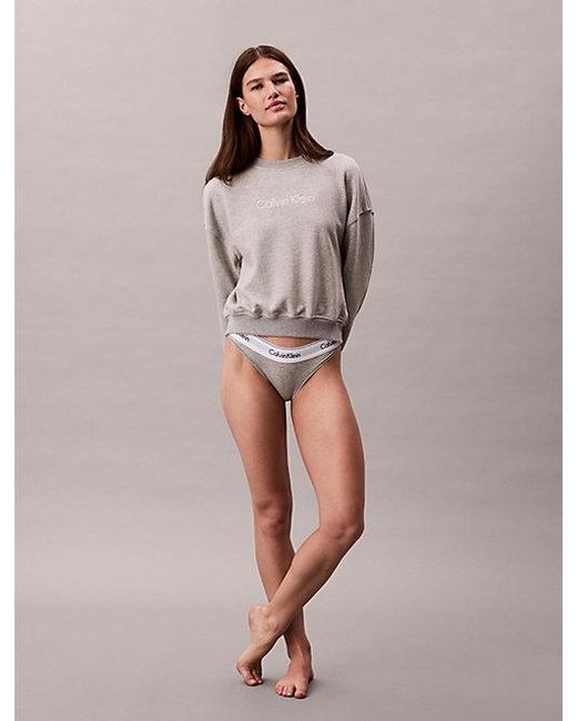 Calvin Klein Gray Cotton Terry Blend Lounge Sweatshirt