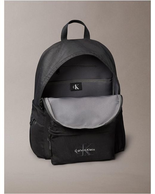 Calvin Klein Black Nylon Monologo Round Backpack for men
