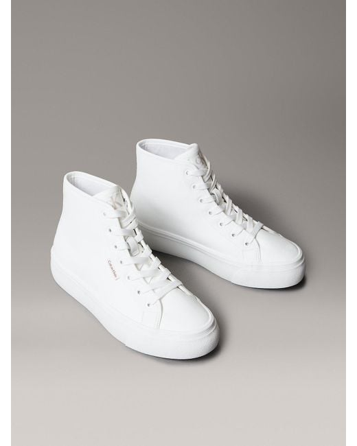 Baskets Montantes À Plateformes En Cuir Calvin Klein en coloris White