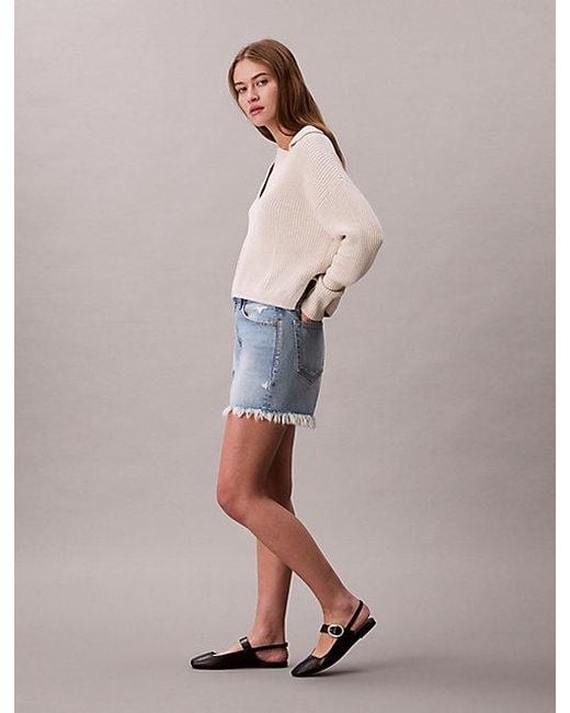 Calvin Klein Multicolor Jeans 90S Relaxed Frayed Denim Shorts