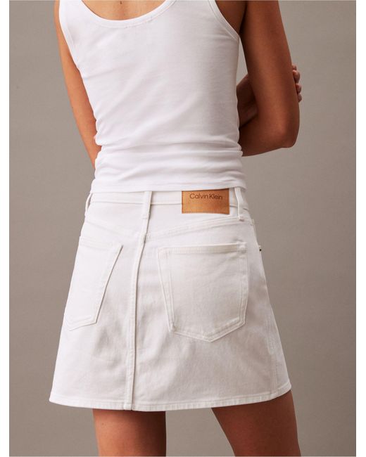 Calvin Klein White Denim Mini Skirt