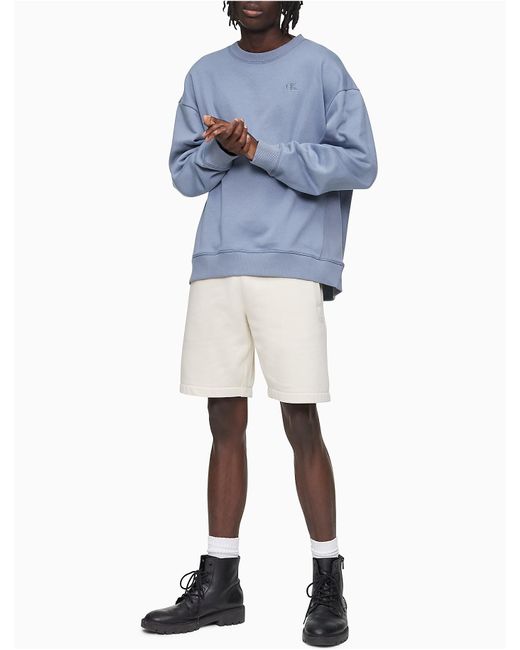 Calvin Klein Relaxed Fit Archive Logo Fleece Sweatshirt in Blue for Men |  Lyst