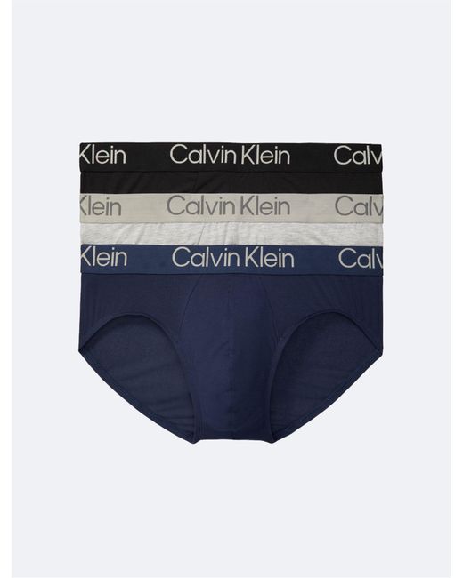 Calvin Klein Ultra-soft Modern 3-pack Hip Brief in Blue for Men