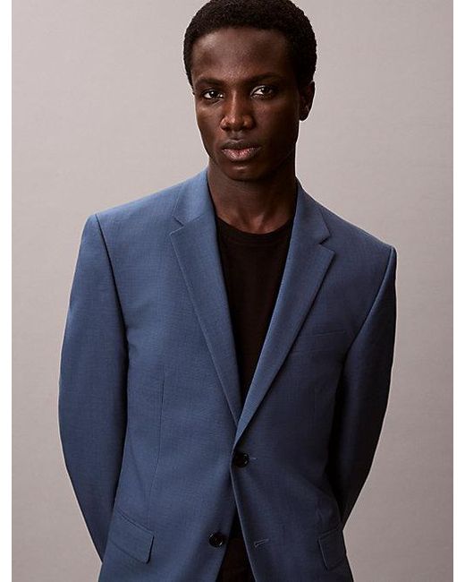 Calvin Klein Blue Houndstooth Slim Blazer for men