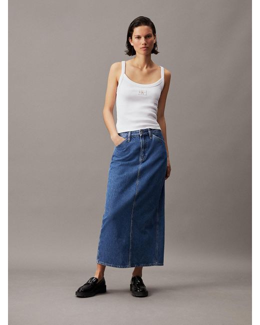 Jupe longue en jean Calvin Klein en coloris Blue