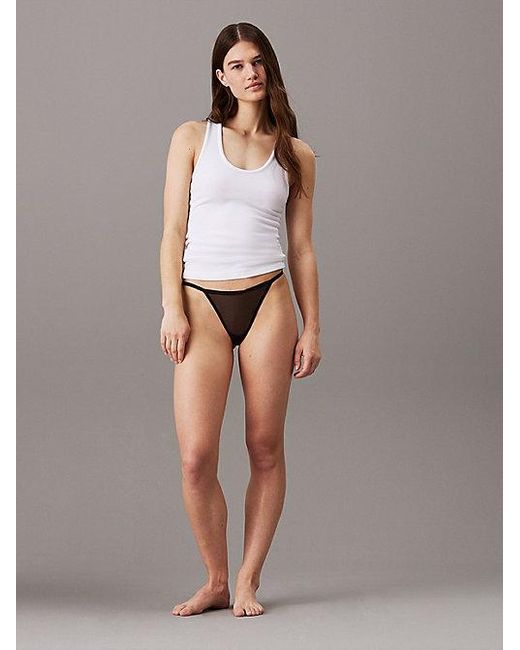 Calvin Klein Doorzichtige Mesh String in het White