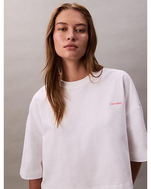 Calvin Klein Jersey Bijgesneden Boxy T-Shirt in het White