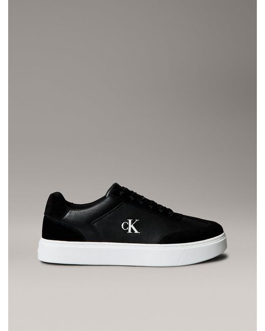 Calvin Klein Gray Tumbled Leather Flexible Sole Trainers for men