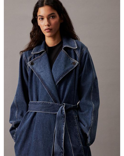 Trench en jean décontracté Calvin Klein en coloris Blue