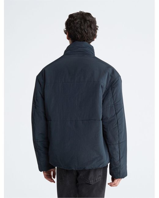 Calvin Klein Blue Mock Neck Puffer Jacket for men
