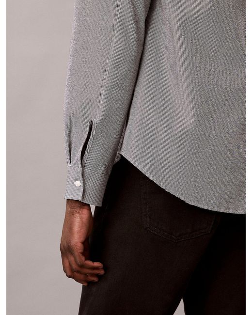 Calvin Klein White Yarn-Dyed Stripe Seersucker Shirt for men