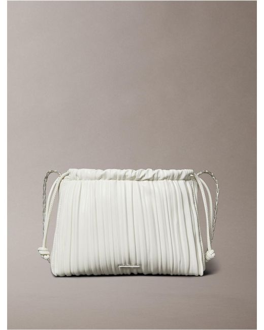 Calvin Klein Gray Calvin Klein Plisse Drawstring Crossbody Bag
