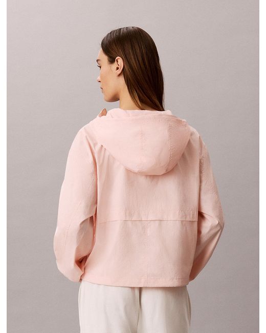 Calvin Klein Pink Hooded Nylon Windbreaker Jacket