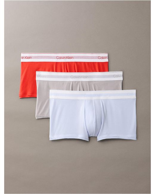 Calvin Klein Gray Icon Modal Mesh 3-Pack Low Rise Trunk for men