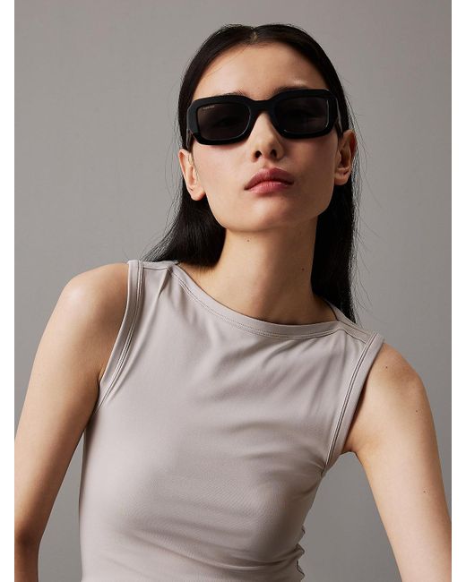 Calvin Klein Black Modified Rectangle Sunglasses Ck24511S