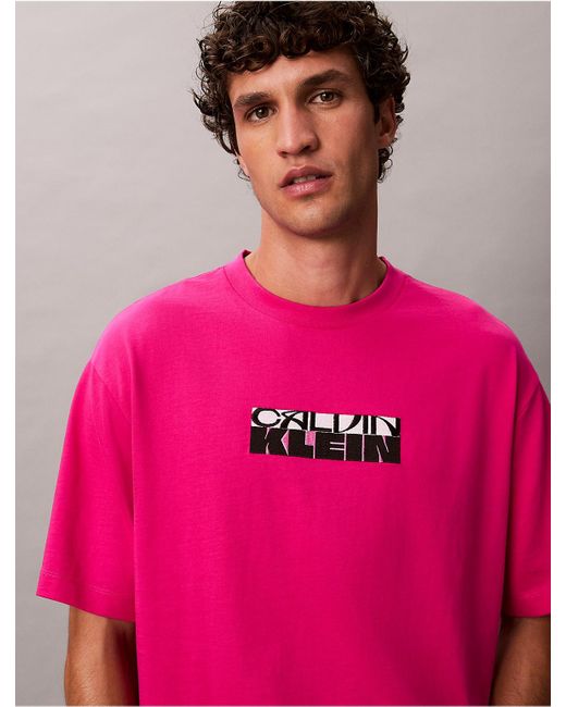 Calvin Klein Pink Calvin Klein Block Logo Graphic Relaxed T-Shirt for men