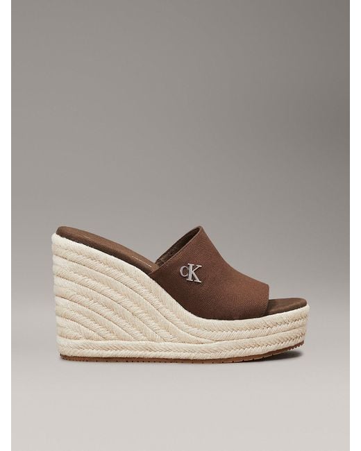 Tongs Espadrilles Compensées À Plateforme Calvin Klein en coloris Natural