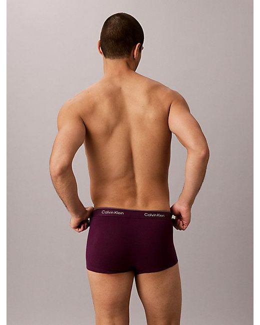 Calvin Klein Purple 3 Pack Low Rise Trunks Icon Cotton Stretch for men