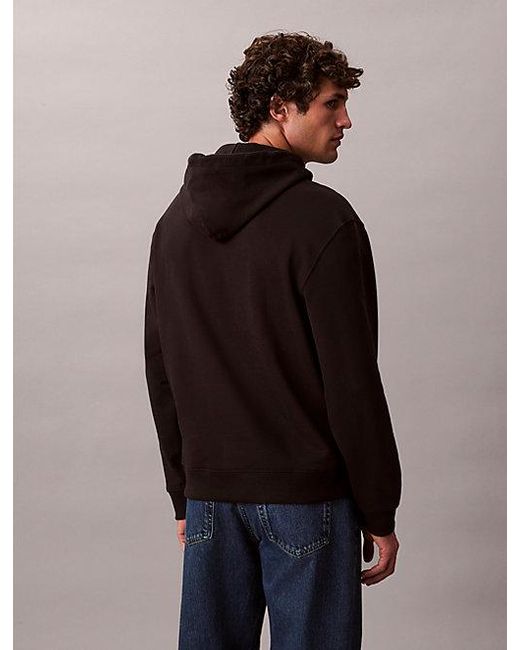 Calvin Klein Blue Jeans Cotton Terry Monogram Hoodie for men