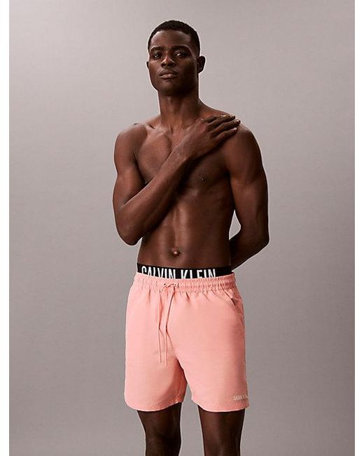 Calvin Klein Brown Double Waistband Swim Shorts Intense Power for men