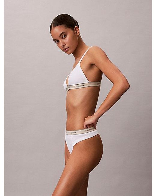 Calvin Klein White Thong Heritage Cotton Stretch