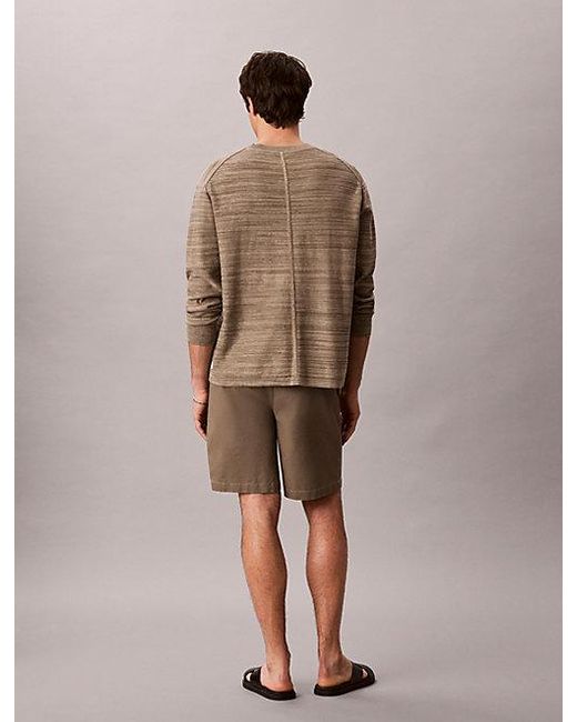 Calvin Klein Natural Jeans Cotton Canvas Drawstring Shorts for men