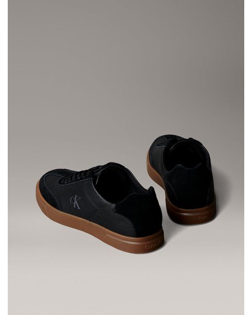 Calvin Klein Gray Leather Signature Logo Trainers