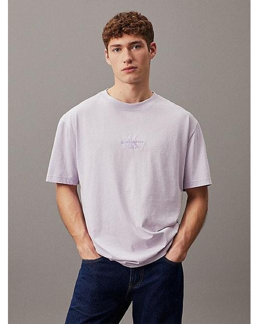 Calvin Klein Lässiges T-Shirt aus gewaschener Baumwolle in Gray für Herren